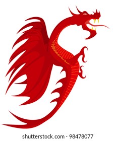 Heraldry, red dragon, file EPS.8 illustration.