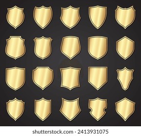 heraldry shield gold vector symbol logo set