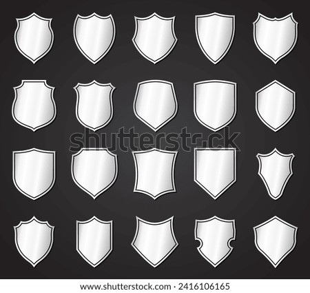 heraldry shield silver vector symbol logo set