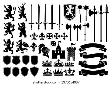 Heraldry silhouette mega set