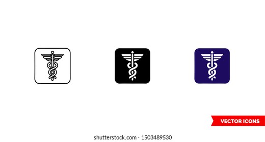Heraldry Snake icon of 3 types: color, black and white, outline. Isolated vector sign symbol.