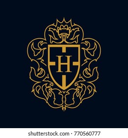 heraldry vector letter H