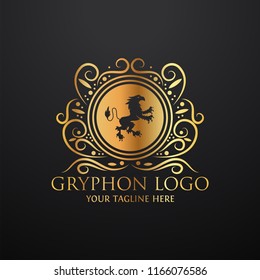 Heraldry vector logo. Gryphon Royal logo for VIP hotel, restaurant or any business.