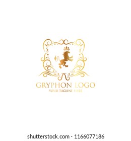 Heraldry vector logo. Gryphon Royal logo for VIP hotel, restaurant or any business.