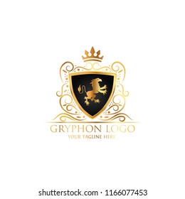 Heraldry vector logo. Gryphon Royal logo for VIP hotel, restaurant or any business.