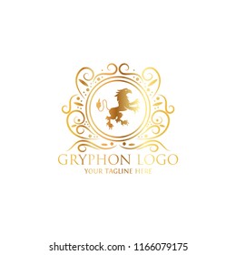 Heraldry vector logo. Gryphon Royal logo for VIP hotel, restaurant or any business.
