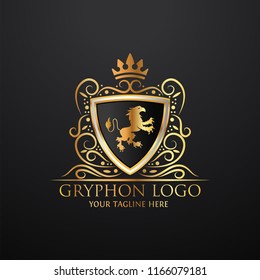 Heraldry vector logo. Gryphon Royal logo for VIP hotel, restaurant or any business.