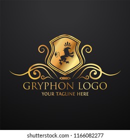 Heraldry vector logo. Gryphon Royal logo for VIP hotel, restaurant or any business.