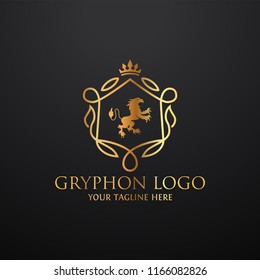 Heraldry vector logo. Gryphon Royal logo for VIP hotel, restaurant or any business.