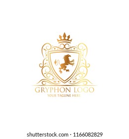 Heraldry vector logo. Gryphon Royal logo for VIP hotel, restaurant or any business.
