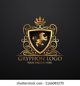 Heraldry vector logo. Gryphon Royal logo for VIP hotel, restaurant or any business.