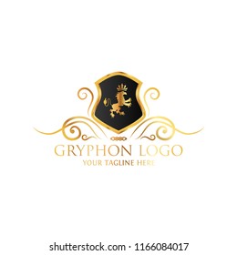 Heraldry vector logo. Gryphon Royal logo for VIP hotel, restaurant or any business.