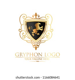 Heraldry vector logo. Gryphon Royal logo for VIP hotel, restaurant or any business.