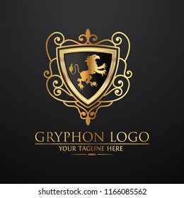 Heraldry vector logo. Gryphon Royal logo for VIP hotel, restaurant or any business.