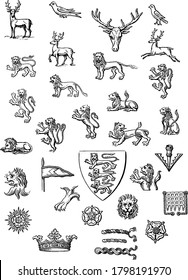 Heraldry vector set with 30 elements fo coat of arms