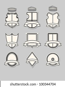 Heraldry vector shields and crowns set.