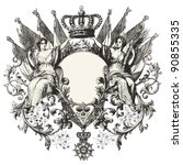 Heraldry - Vintage engraved illustration - "Les Francais" by L.Curmer in 1842 France