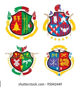 Heraldry-sports emblems, ice hockey, vector