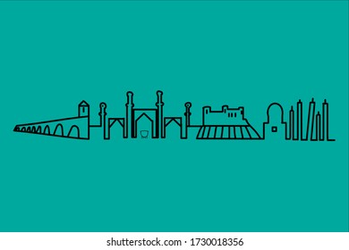 Herat, Afghanistan skyline with background colour