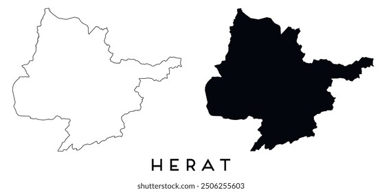 Esquema del mapa de Herat y Vector de silueta negro