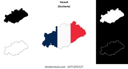 Conjunto de mapas de esquema del departamento de Herault