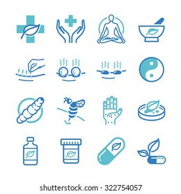 Herb and Alternative Medicine icon set. Included the icons as alternative medicine, treatment, remedy, cure, pharmaceutical, drug and more.