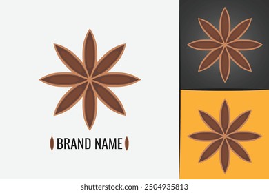 Herb Anise Logo. Anisette-Logo. Brauner Anisstern Logo