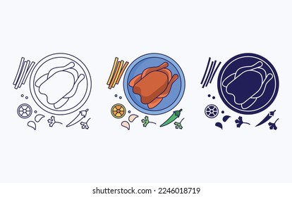 Herb Baked Chicken vector icon