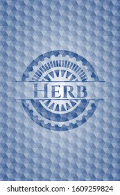Herb blue badge with geometric pattern background. Vector Illustration. Detailed.
