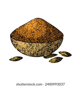 herb cumin hand drawn. aroma seed, cuisine flavor, aromatic condiment herb cumin vector sketch. isolated color illustration