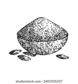 herb cumin hand drawn. aroma seed, cuisine flavor, aromatic condiment herb cumin vector sketch. isolated black illustration
