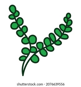 Herb Doodle Vector Icon. Outline, comic, hand drawn.