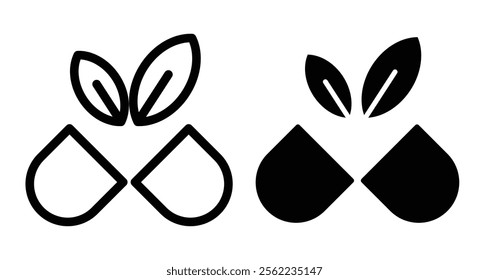Herb eco capsule Icons pack in outlined and flat versions