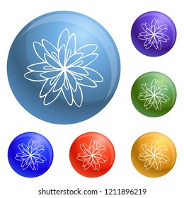 Herb flower icons set vector 6 color isolated on white background