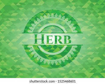 Herb green mosaic emblem. Vector Illustration. Detailed.