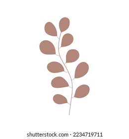 Vector de icono dibujado a mano con hierba, rama de árbol. La planta simple deja un icono. Dibujo botánico del doodle. Ilustración botánica para impresión, tarjeta de boda, tarjeta de invitación, afiche floral, pegatina, vector logotipo