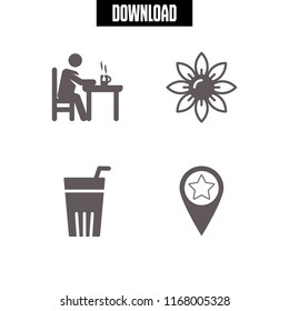herb icon. 4 herb vector set. favourite location, mojito, tea and daisy icons for web and design about herb theme