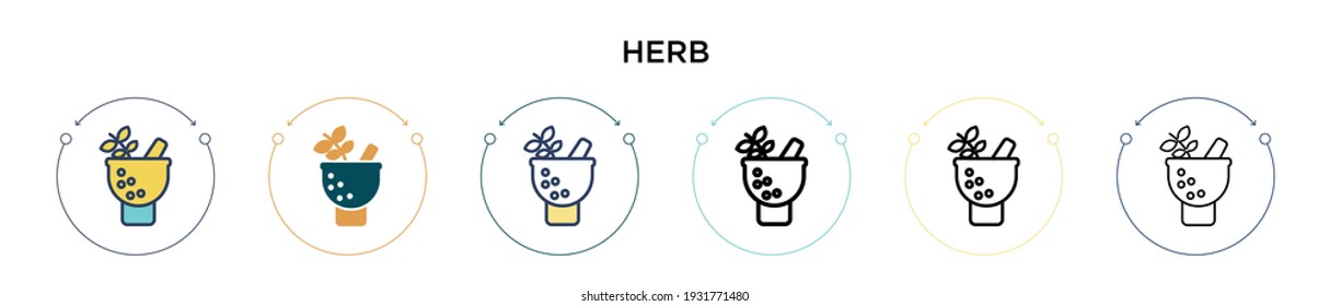 Herb icon in filled, thin line, outline and stroke style. Vector illustration of two colored and black herb vector icons designs can be used for mobile, ui, web