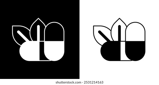 Herb icon. hospital equipment. Hospital icon. Health icon. Black icon. Silhouette.