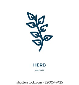 Herb icon. Linear vector illustration from wildlife collection. Outline herb icon vector. Thin line symbol for use on web and mobile apps, logo, print media.