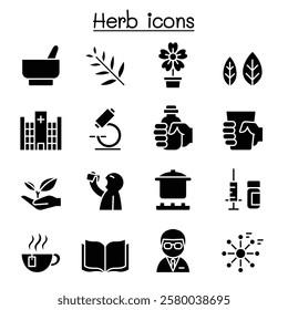Herb icon set in glyph style