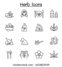 Herb icon set in thin line style