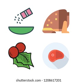 herb icon set. vector set about seasoning, toad, steaks and mistletoe icons set.