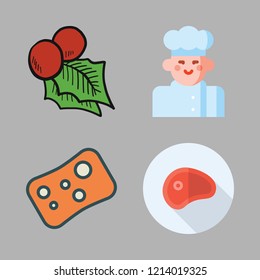 herb icon set. vector set about steaks, chef, soap and mistletoe icons set.