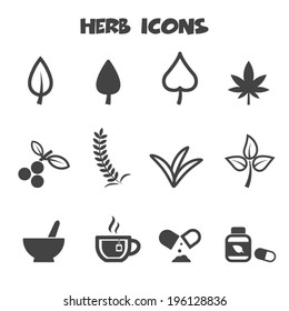 herb icons, mono vector symbols