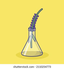 Herb in Laboratory Glassware Vector Icon Illustration. Apothecary. Medicine. Flat Cartoon Style Suitable for Web, Landing Page, Banner, Flyer, Sticker, Wallpaper, Background, Mobile App, UI