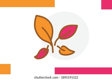 Herb Leaf icon set Filled line color concept related food elements.
