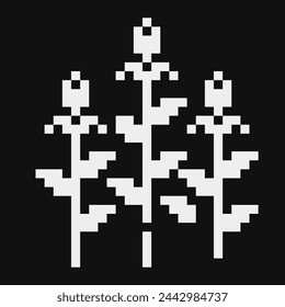 Kräuter. Blatt-Pixel-Kunst-Symbol, Öko-Pflanzen-Logo. Isolierte Vektorgrafik. Spielmaterial 1-Bit Sprite. Design für Aufkleber, Web, Drucke, T-Shirt, Aufkleber, Logo, mobile App. 