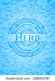 Herb light blue emblem. Mosaic background