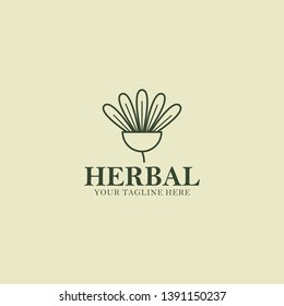 Herb Logo Design Vector Illustration